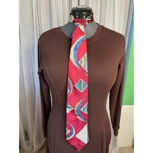 Tie vintage geometric red blue green